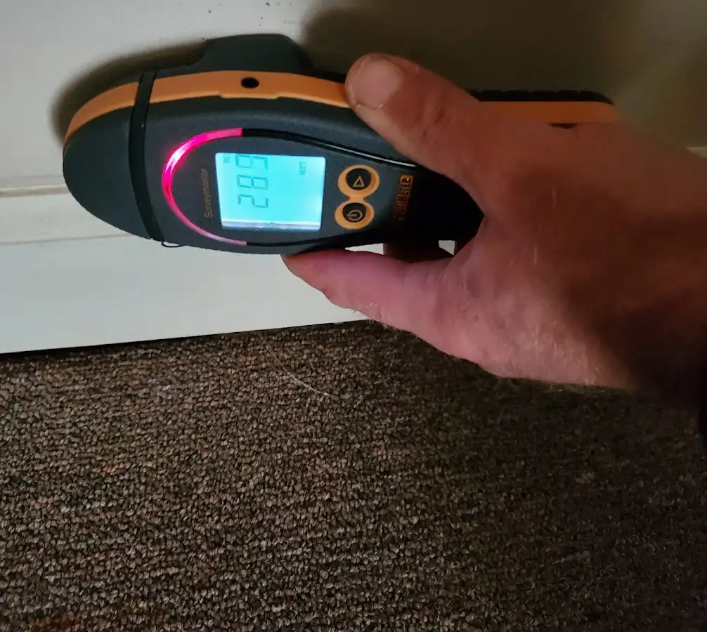 Moisture detection at baseboard during Burst Pipe Cleanup in Roseville